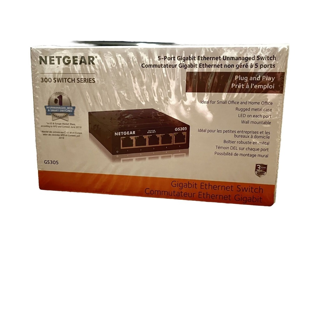Netgear‎ GS305 300 Switch Series, 5-Port Gigabit Ethernet Switch